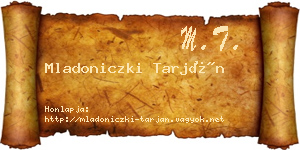 Mladoniczki Tarján névjegykártya